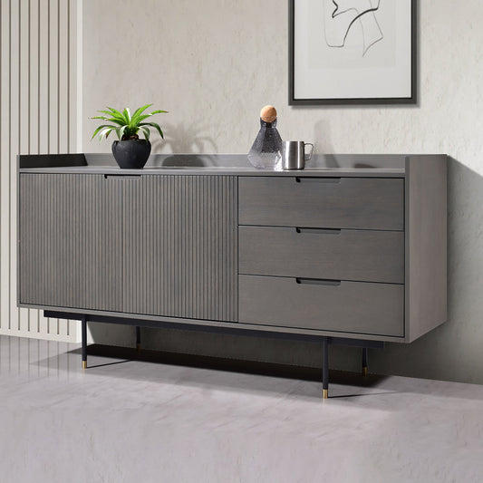 Criterion Bremer Buffet, Side Board 1600mm Semi-Assembled, KSK Grey Wood Veneer