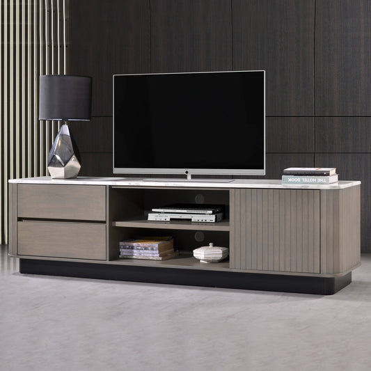 Criterion Eucla Entertainment Unit, TV Cabinet 2000mm Semi-Assembled, Wood Plinth KSK Slate Wood Veneer