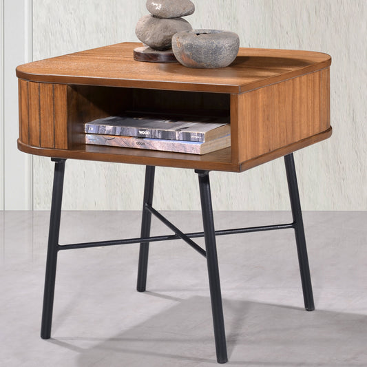 Criterion Albany End Table 500mm Semi-Assembled, Powder Coated Steel Legs Dark Ash