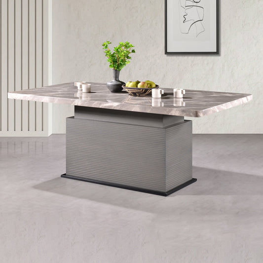 Criterion Bremer Dining Table 1800mm 50mm Laminated Marble Top KSK Grey Wood Veneer