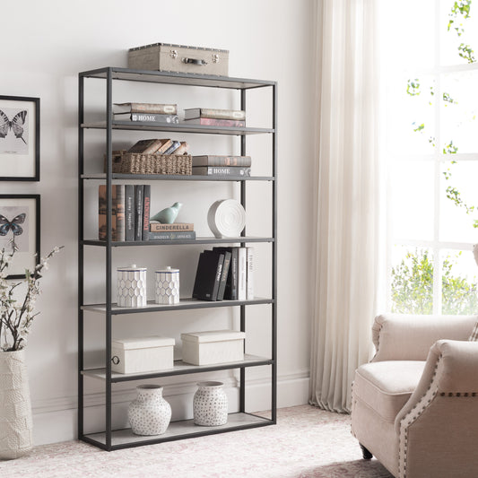 Criterion Chryzler Bookcase 1000mm Metal Frame Cement Look