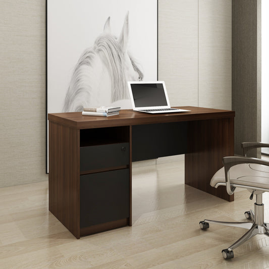 Criterion Lucy Desk 1400mm Walnut Grey Left Hand Storage