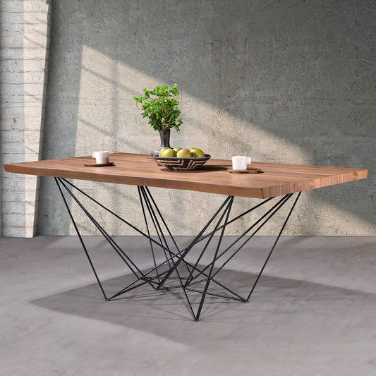 Criterion Onslow Dining Table 1800mm 45mm Walnut Veneer Top, Powder Coated Steel Legs Natural Walnut