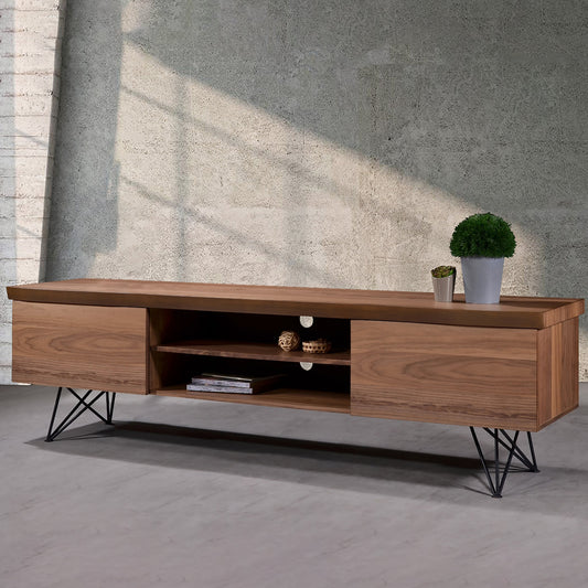 Criterion Onslow Entertainment Unit, TV Cabinet 2000mm Semi-Assembled, Powder Coated Steel Legs Natural Walnut