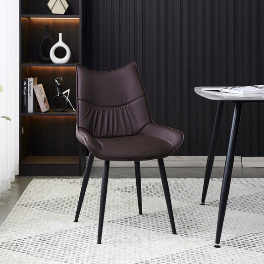 Criterion Jett Dining Chair 830mm PU Leather Cushioned Seat, Carbon Steel Frame Brown