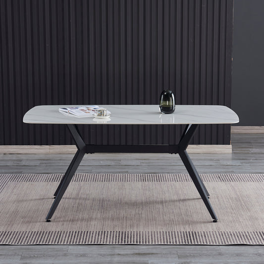 Criterion Phoenix Dining Table 1600mm White Grey Sintered Stone