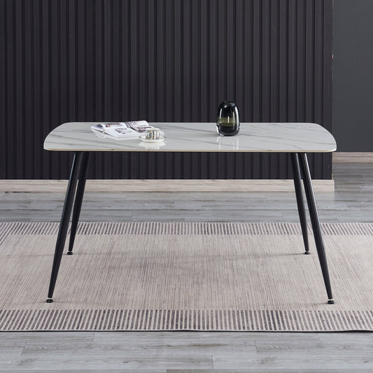 Criterion Tempo Dining Table 1500mm White Grey Sintered Stone